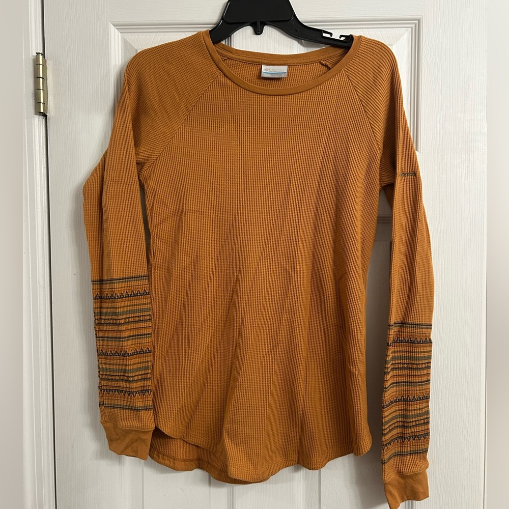 Columbia Burnt Orange Waffle Knit Top